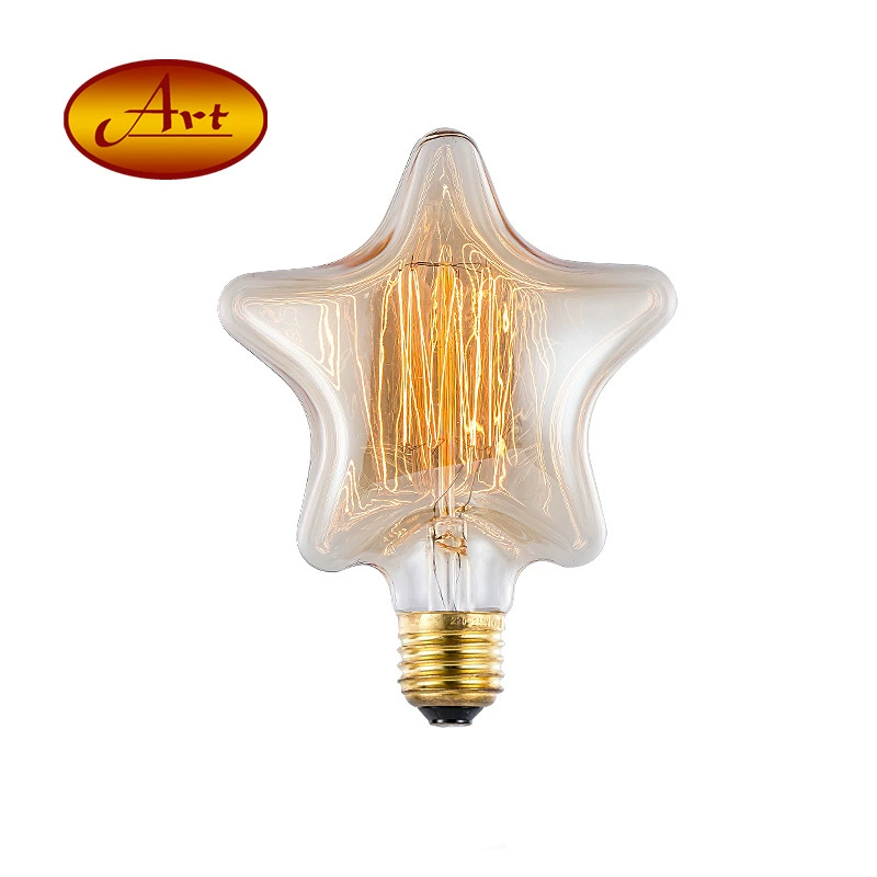 Лампочка Эдисона с прямым нитьчатым свечением в форме пятиконечной звезды, ретро, с регулируемой яркостью, для создания атмосферы на Рождество и праздники, декоративная лампочка