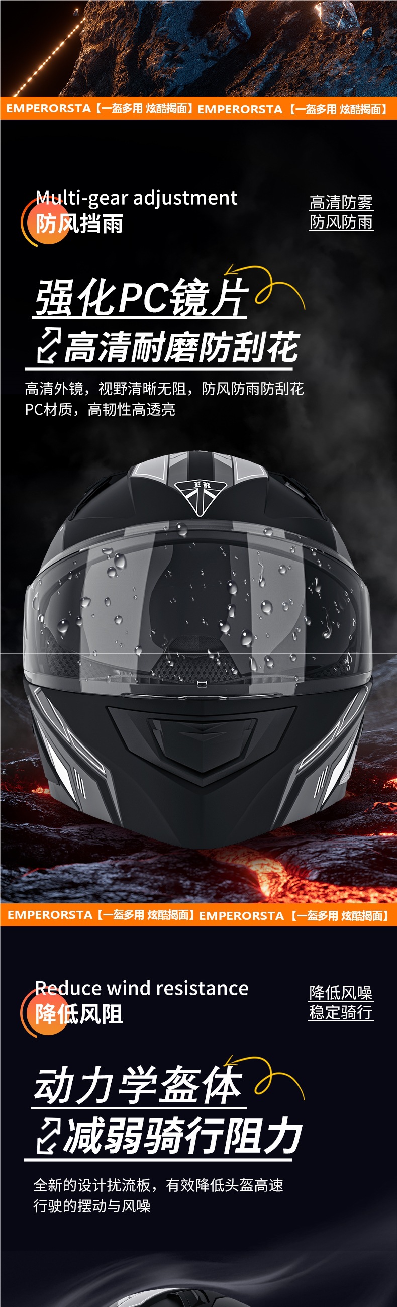 Men's Motorcycle Helmet with Built-In Bluetooth Headset, Anti-Fog and Warm Motorcycle Helmet for All Seasons, Women's Helmet