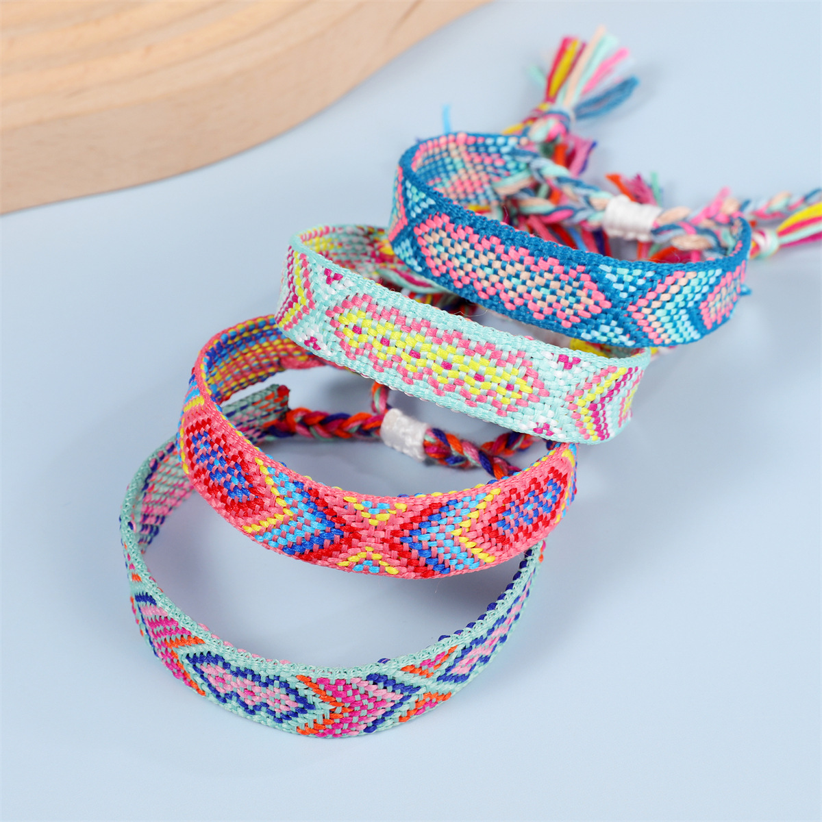 Bohemian Color Block Rope Knitting Tassel Unisex Bracelets display picture 4