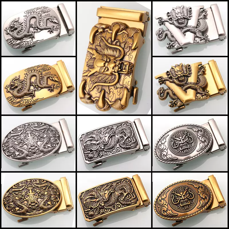 泓昇 高端锌合金卡扣皮带头 商务龙头腰带头 4.0复古自动扣头批发