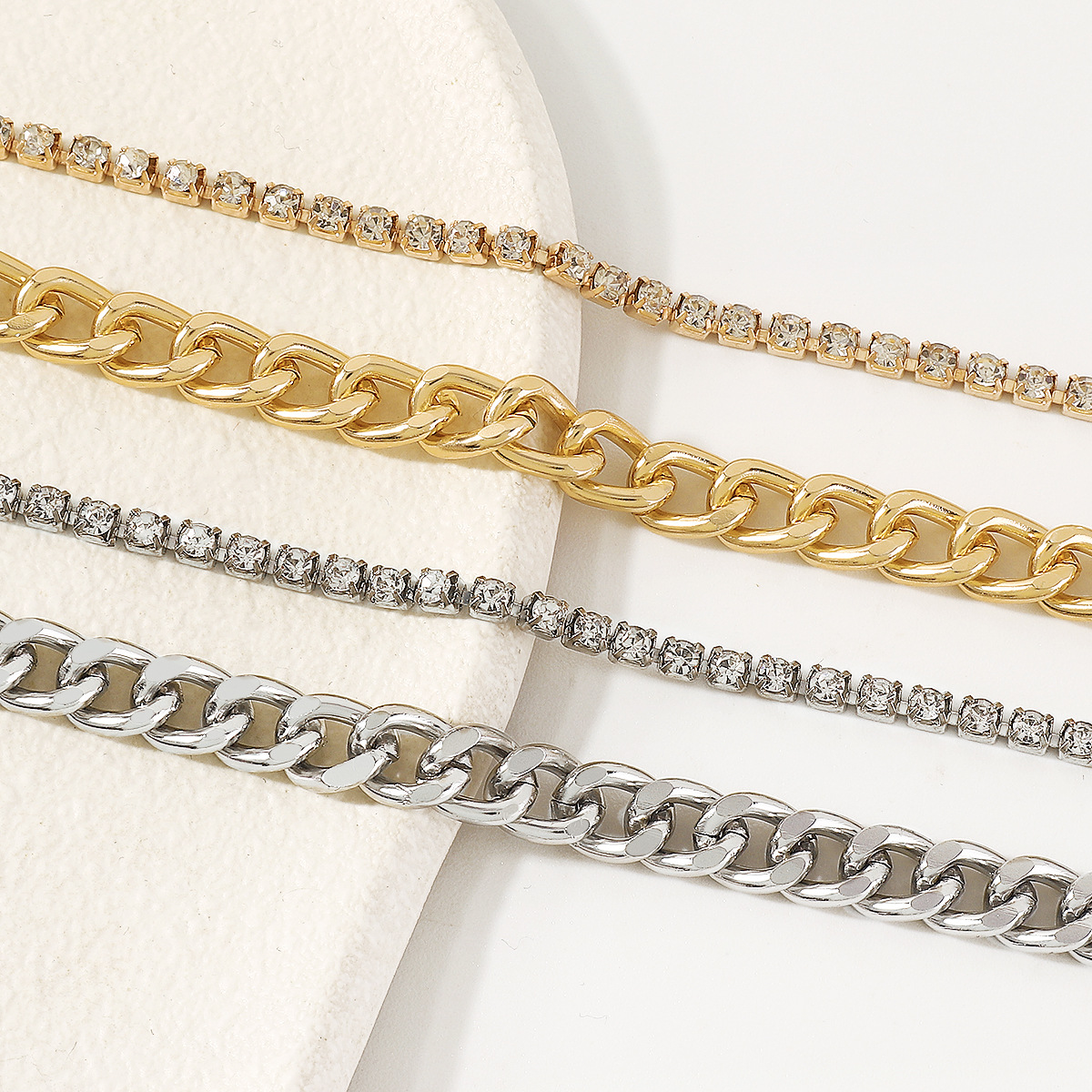 Fashion Solid Color Aluminum Plating Inlay Rhinestones Womenu0027S Layered Necklaces 1 Piece