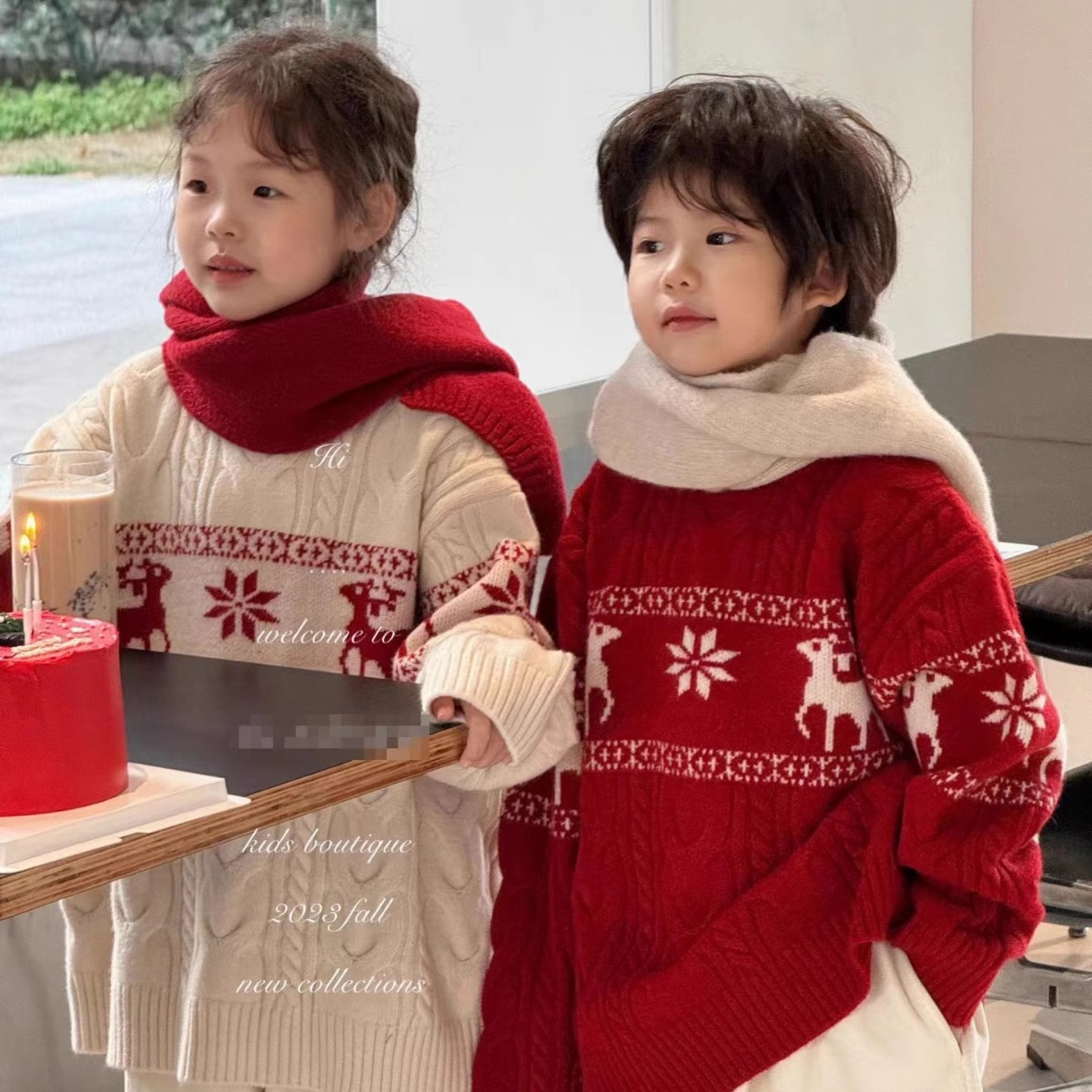Quality children's winter red sweater for boys