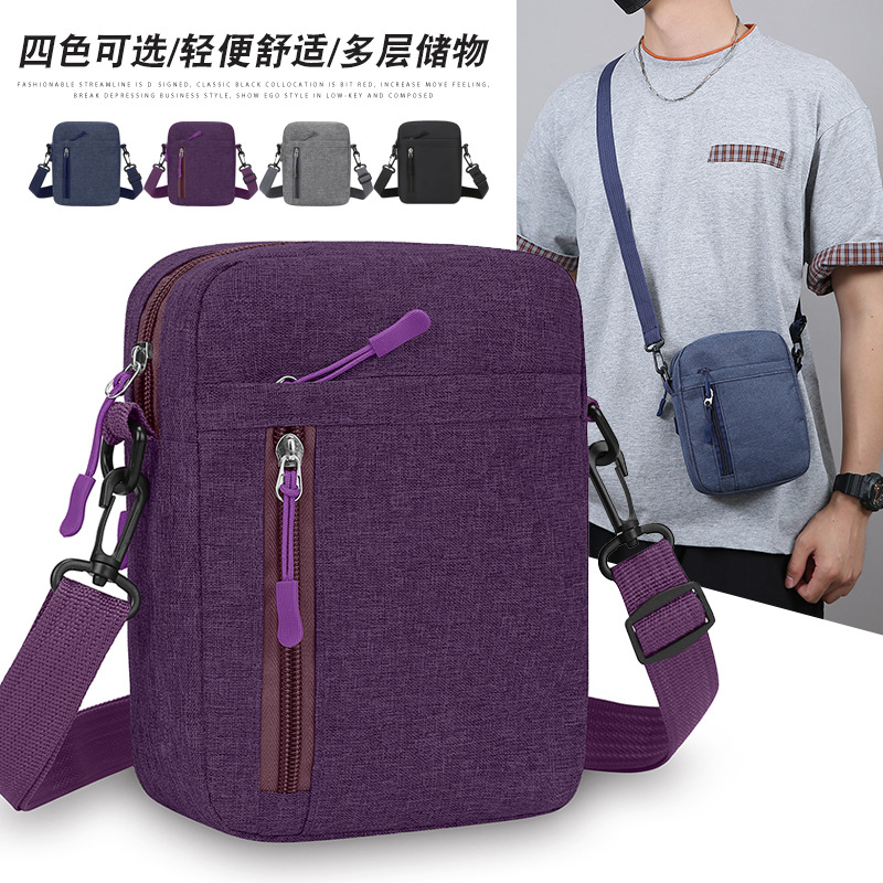 2025 bolso de hombro de nuevo estilo transfronterizo para hombre bolso de teléfono móvil de nailon ligero y versátil bolso de mensajero de viaje simple de moda para mujer