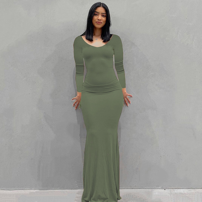 Europa y América transfronteriza nueva Kardashian desnata mono de las mujeres Vestido largo de comercio exterior casual SLIM-Fit de manga larga mono de casa image 13