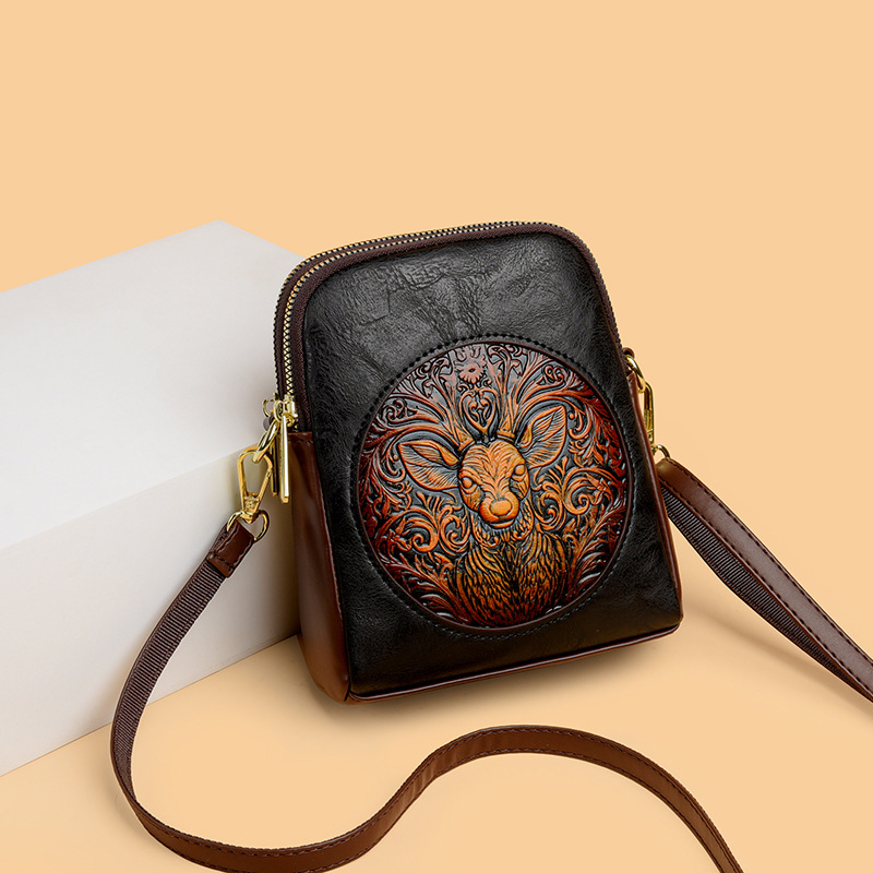 Cross-border Mobile Phone Bag 2025 New Casual Women's Shoulder Bag Crossbody Guofeng Retro Crossbody Bag Small Square Bag Mobile Phone