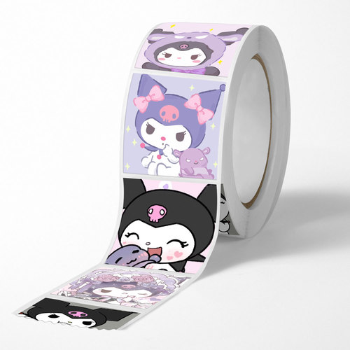 Cartoon Kuromi Expression Pack Square Sealing Sticker Coated Paper Tape Self-Adhesive Cute Sanrio Sticker