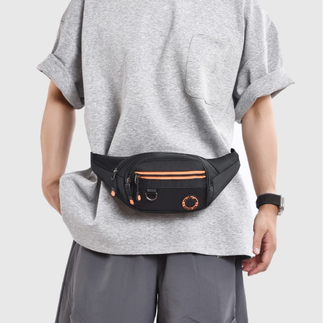 Large-capacity multifunctional outdoor crossbody bag, unisex shoulder bag, wear-resistant cashier business bag, men's waist bag