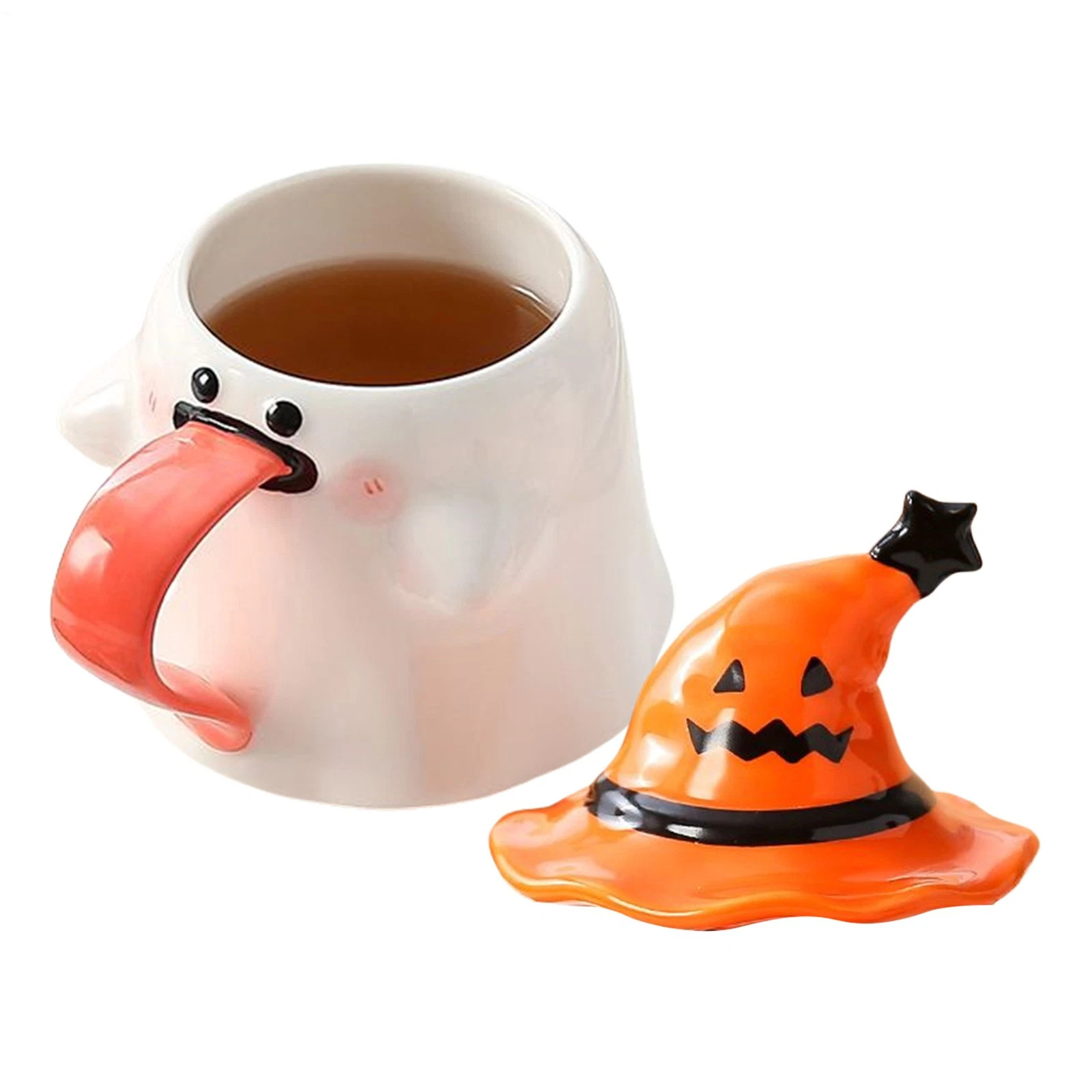 Halloween extraña nariz larga taza de cerámica con sombrero decoración festiva de taza de cerámica Qin Sheng cubiertos de cerámica diarios