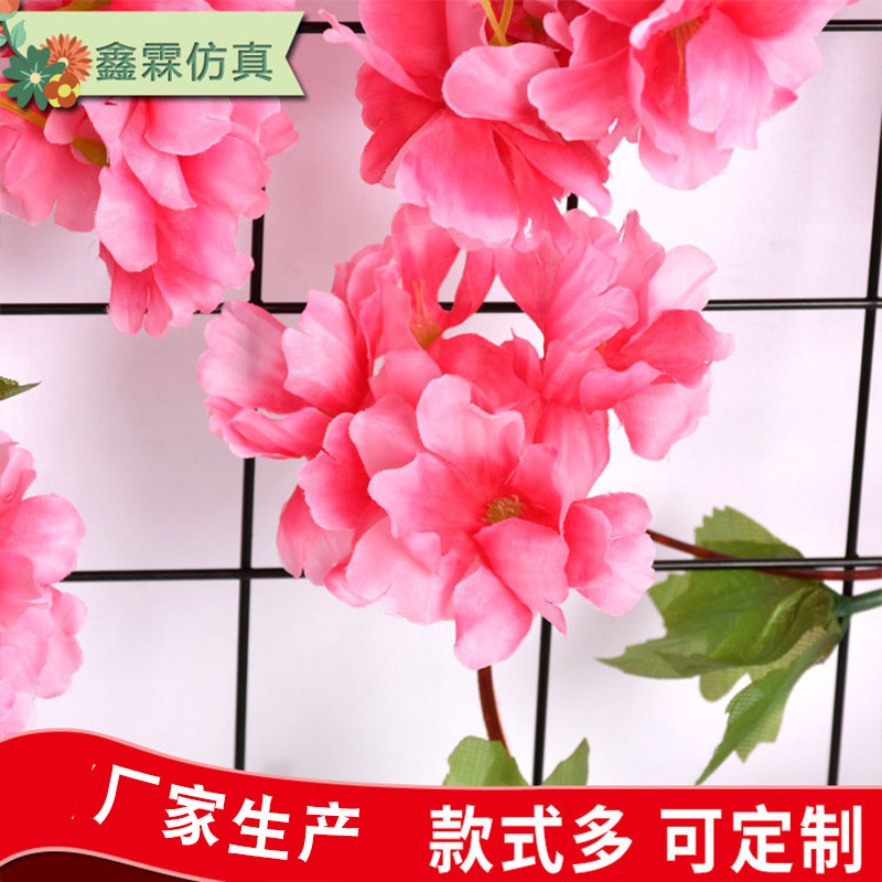 Flor de cerezo artificial tira boda flor artificial hogar Decoración artificial flor Cadena de Orquídea cadena artificial Flor de cereza Flor de seda decorativa