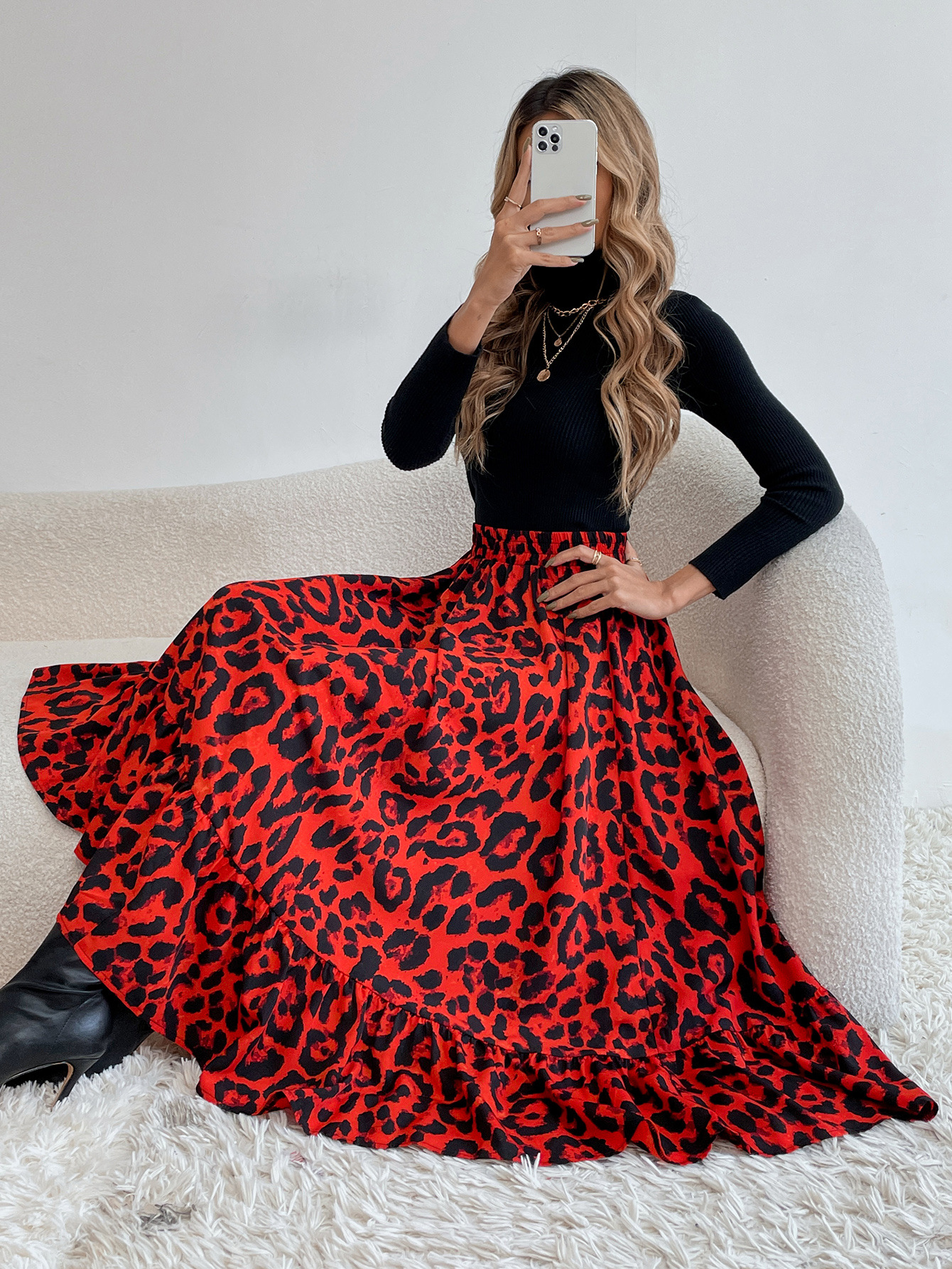 182g Weight Midi Dress Dress Length Type Skirt Dresses Type Spandex, Polyester Fabric Type High Waist Waist Line Inelastic Elasticity Holiday, Daily Occasion Regular Fit Fit Type Ditsy Floral, Leopard Pattern Spring, Autumn Season Women's Gender Casual, Streetwear Style Spring Autumn Casual Streetwear Ditsy Floral Leopard Spandex Polyester Midi Dress Skirts 36