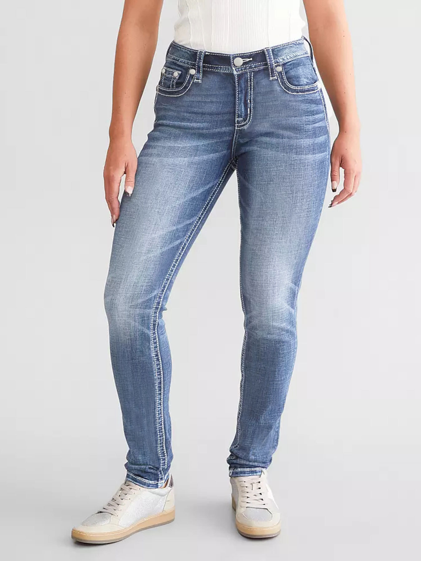 Women's Slim Fit Embroidered Jeans - Stretch Denim Pants With Floral Stitching (Blue, Sizes S-Xxl) ​Breathable Cotton Blend_ecoleips.com