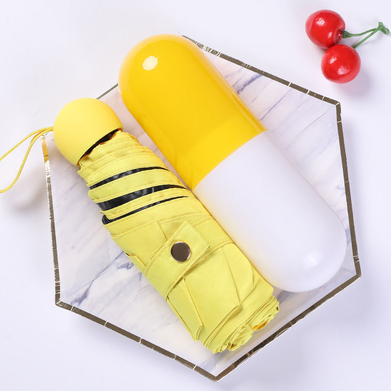 Umbrella Five folding umbrella Half of capsule Mini Parasol Sunshade Sunscreen ultraviolet-proof Dual use
