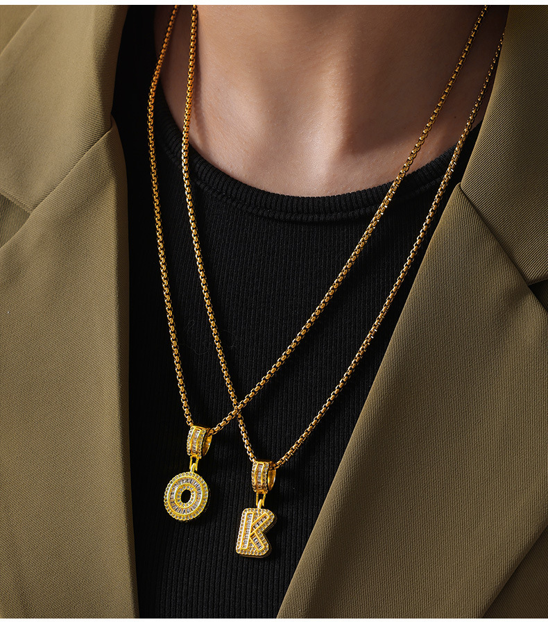 304 Stainless Steel Pendant Material Zircon Inlay Material PVD Coated Real Gold Plated 18K Gold Geometric Titanium Steel Simple Style Classic Style Waterproof Non Tarnish Titanium Steel Pendant Necklace