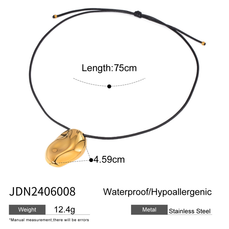 Jieding ヨーロッパとアメリカの黒ロープチタン鋼ネックレスニッチデザイン鎖骨チェーン非退色クロスボーダーホットスタイルステンレス鋼ジュエリー|undefined