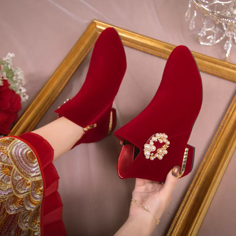 Зимние свадебные туфли плоские