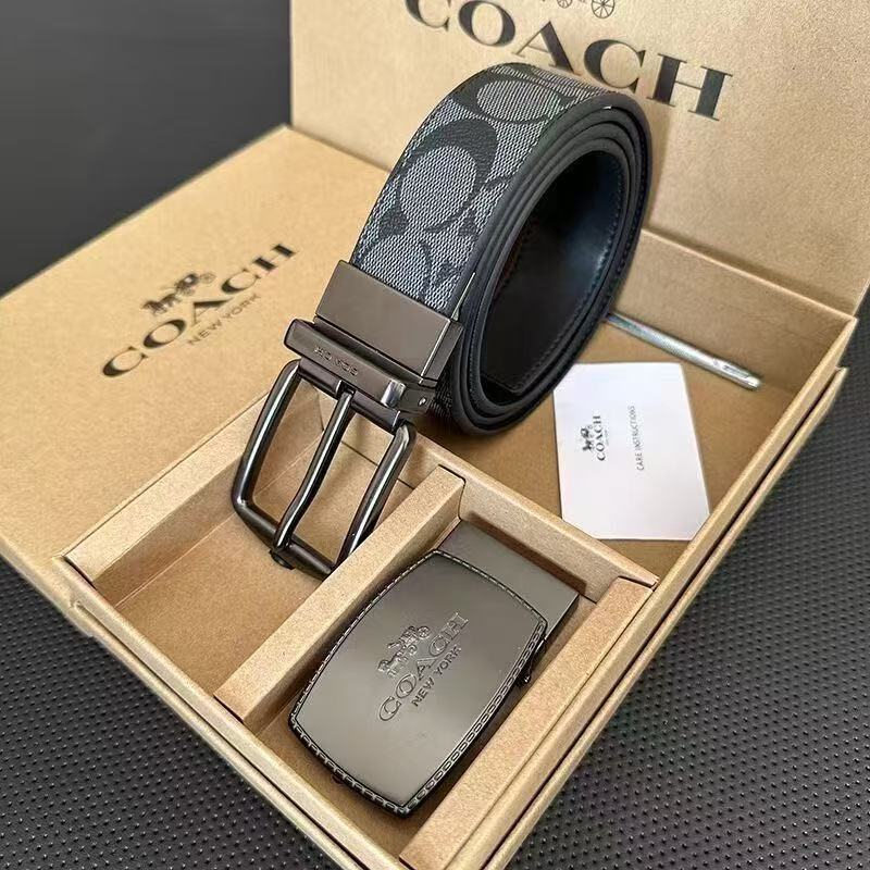 新しいハイエンド Koujia ベルトビジネス C パターンダブルバックル両面エンボス加工パンツベルトギフトボックスメンズ本革カジュアルベルト|undefined