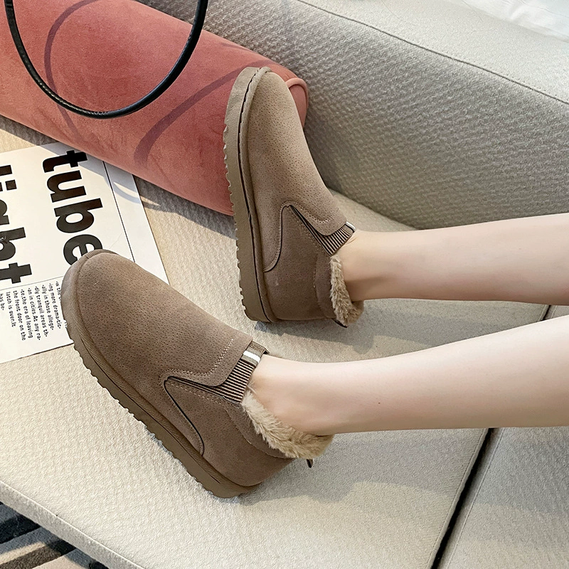 Winter low ankle boots, warm plush lining, non‑slip sole, lightweight