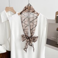 100% 绢糸の細い長いスカーフのシルクの喬其の10*150女性のフランス式のスカーフの長いスカーフの百合のスカーフ