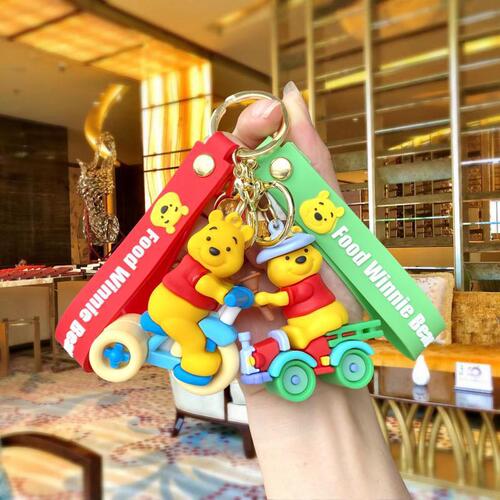 Sports Winnie the Pooh Cartoon Keychain Cute Bear Doll School Bag Pendant Car Keychain Small Gift Wholesale