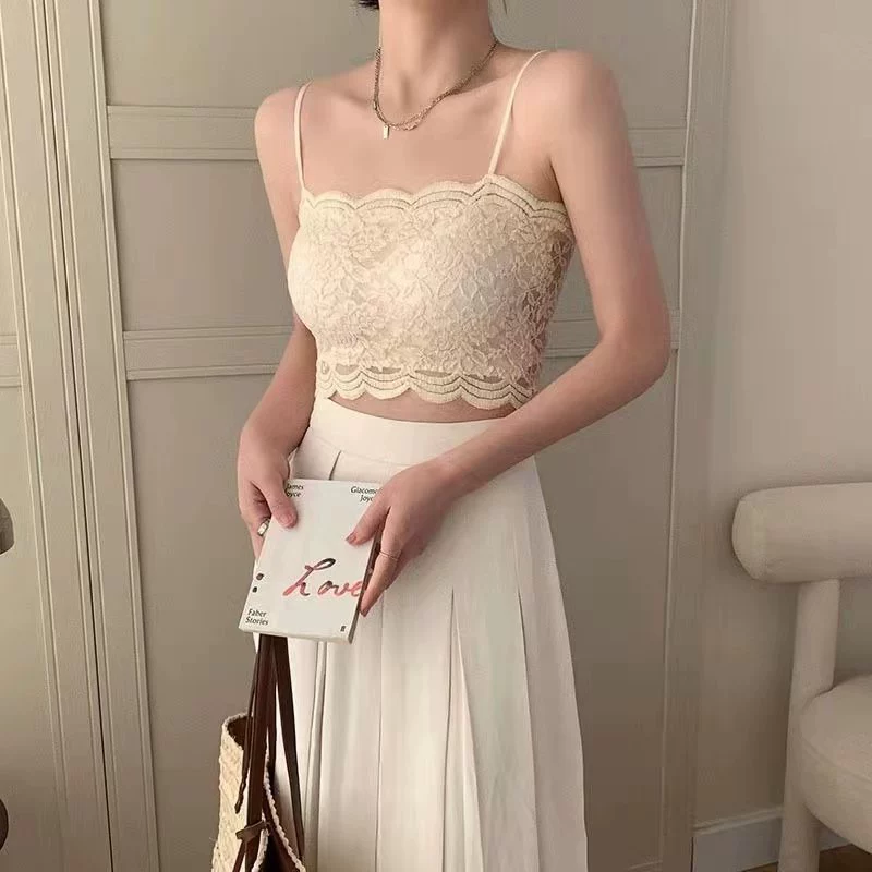 Летний кружевной топ с чашечками, жилет, защитное нижнее белье, топ бюстгальтер, нижнее белье, французский стиль