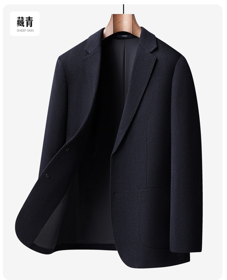 Áo vest nam dáng ôm chất liệu dạ hai mặt pha len và cashmere, tay dài, kiểu mới — Xanh da trờicolor, màu kaki, màu xám, đen chi tiết 20