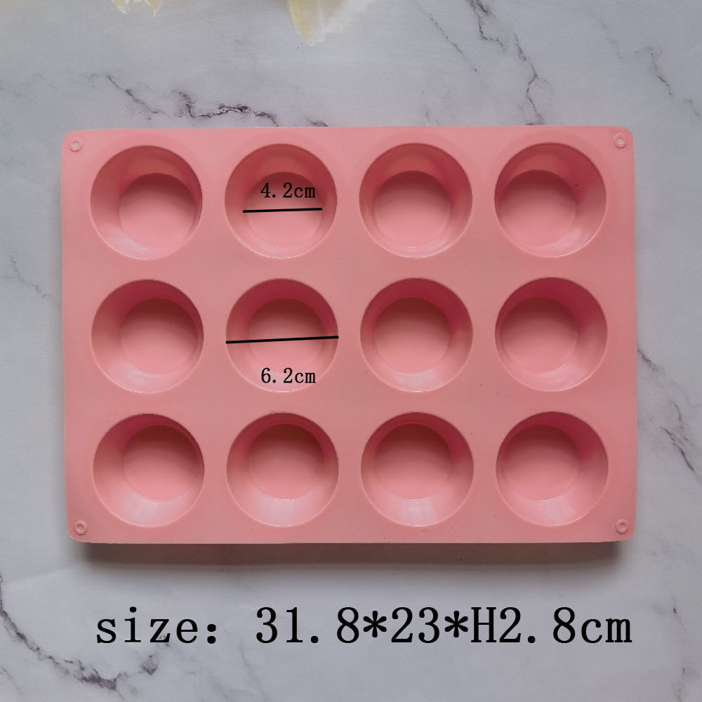 12 con fondo plano redondo 181 molde de silicona pastel helado pudín molde de postre jabón utensilios