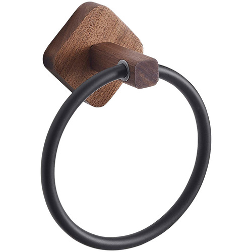 Walnut punch-free towel ring bathroom toilet solid wood towel rack creative hanging rack storage rack