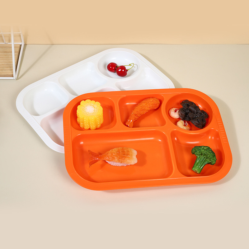 四五格创意快餐盘坚固耐摔分食盘儿童喂食餐具可印制LOGO印制图案