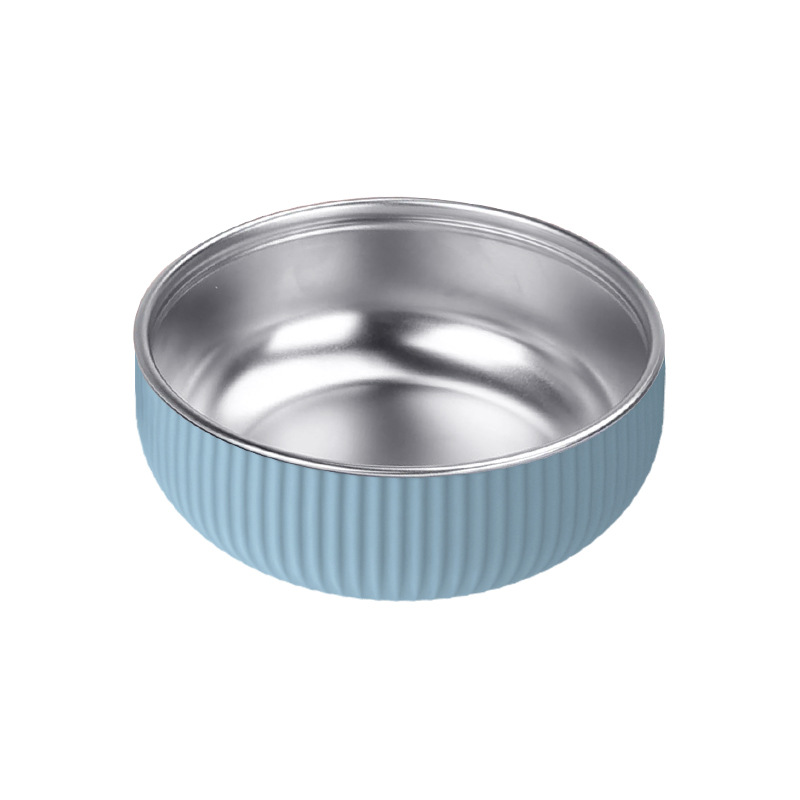 Venta directa de fábrica, vajilla infantil de silicona y acero inoxidable, juego de vajilla creativo de acero inoxidable, tazón de silicona infantil.