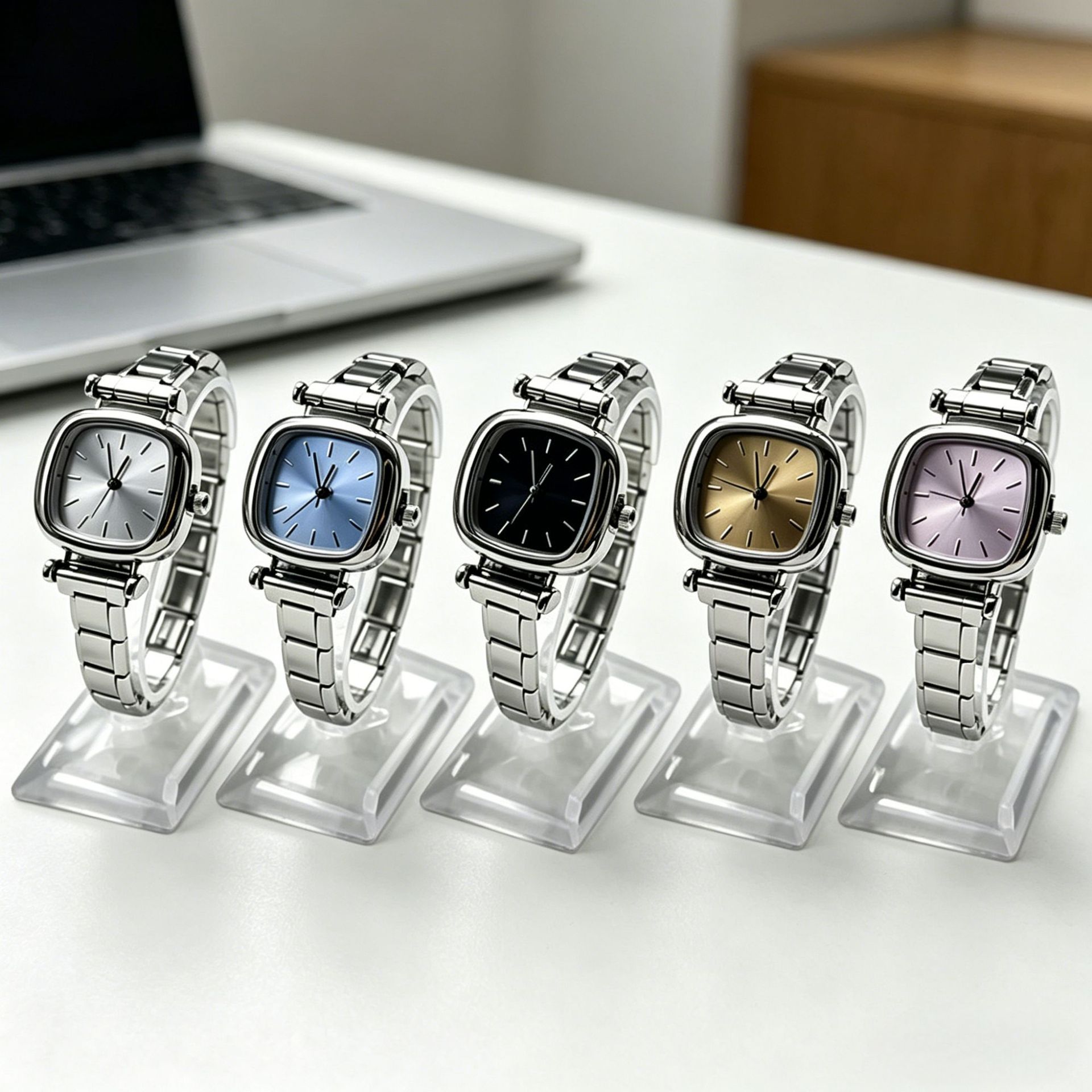 Cross-Border Girls' Modular Watch with Stainless Steel Band, Casual Fashion Quartz Watch, Unisex Versatile Ins-Style Student Watch
