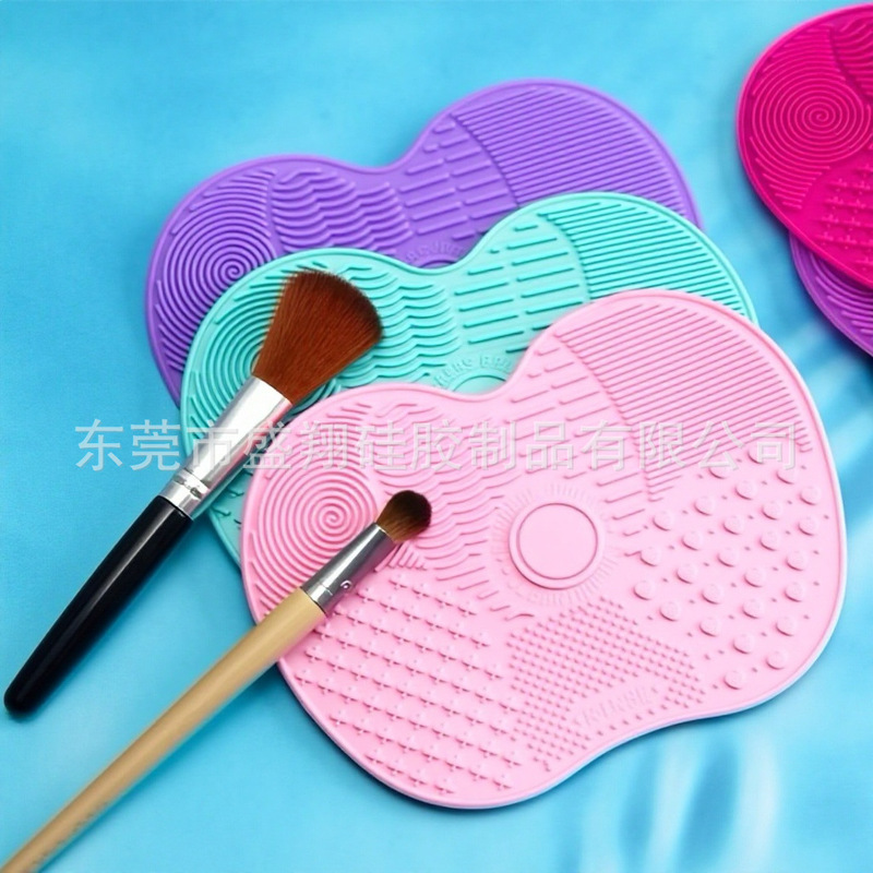 Cross-Border Popular Silicone Apple Cleaning Brush Suction Cup Makeup Brush Tool Cleaning Pad Portable Ready-Stock Apple Cleaning Pad