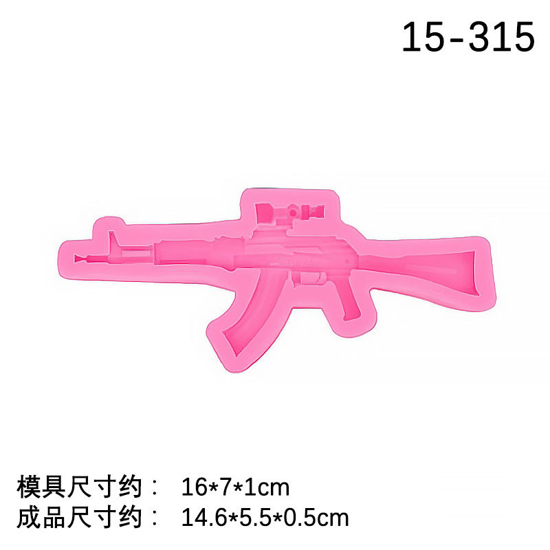 Pistola metralleta ametralladora tamaño bala de silicona molde juego tema pastel chocolate fondant Decoración