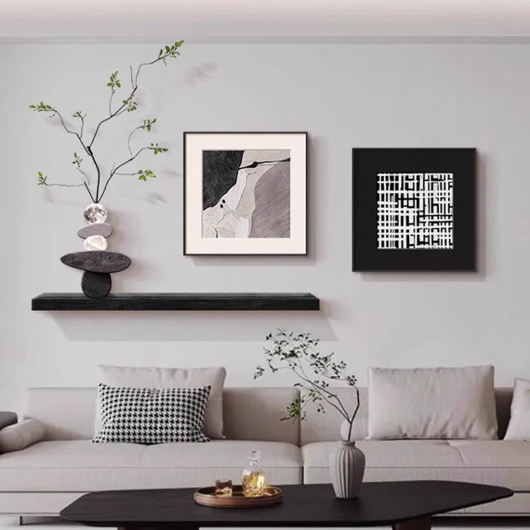 モダンなミニマリストソファ背景壁装飾絵画 2025 新しいリビングルーム吊り絵画黒と白の抽象的なレストラン玄関壁画|undefined