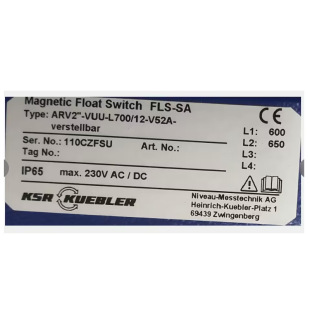 KSR KUEBLER/Coplar Level Switch ARV2 "-VUU-L700/12-V52A-adj