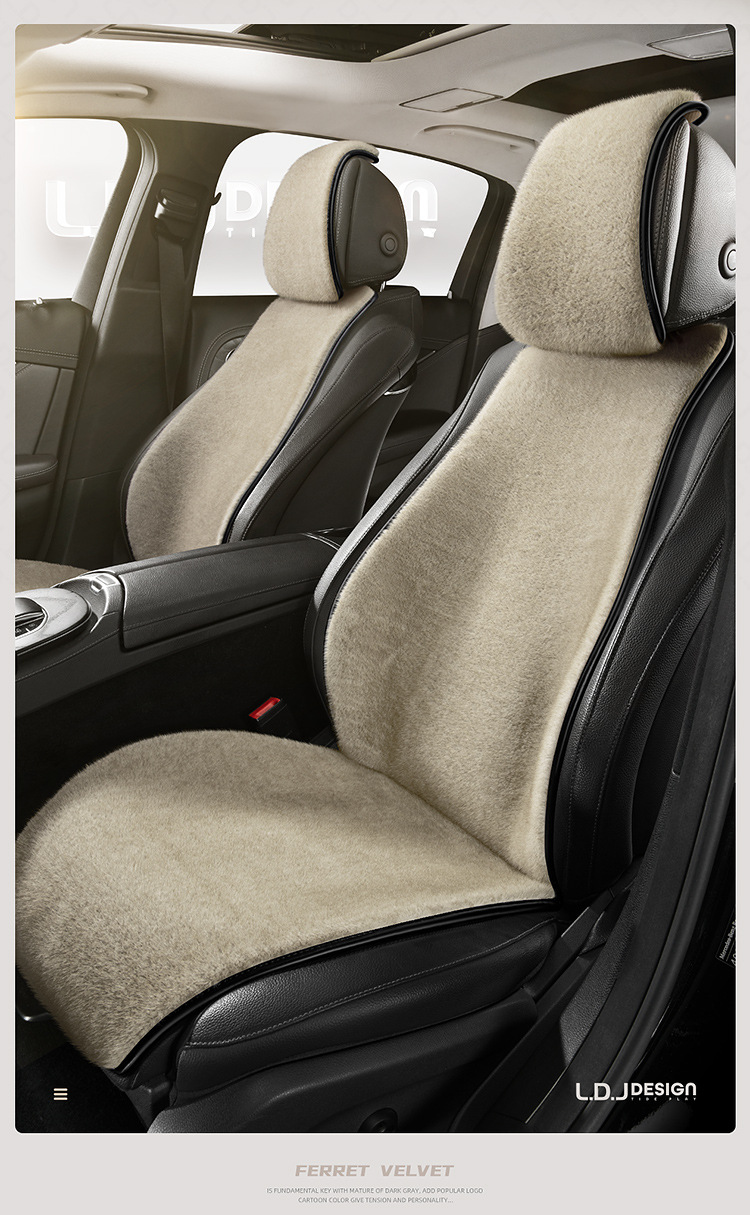 High-End Ferret Velvet Car Seat Cushion Head Pillow Small Three-Piece Autumn and Winter Warm Short Plush Women's Car Seat Cushion