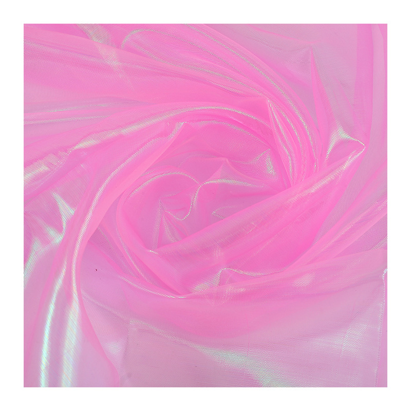 En stock plano colorido tela láser hilo de vidrio sirena malla etapa traje rendimiento ropa material brillante tela de malla de seda