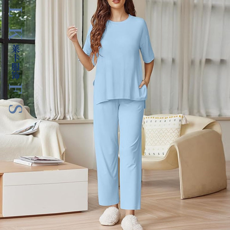 2025 Autumn European and American Style Modal Pajama Set for Women, Ladies' Home Wear for Spring and Autumn, Cross-Border Foreign Trade Wholesale