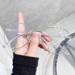 Blue Light Blocking Glasses 2022 New Metal Frame Unisex Flat-Side Fashion Korean Style Oversized Personality Glasses Wholesale