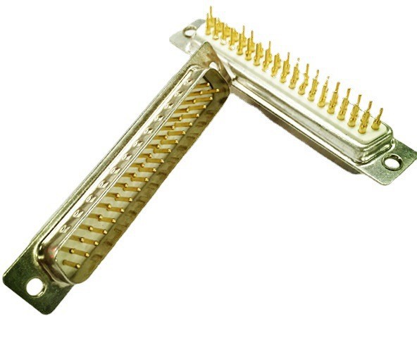 D-SUB军工级DP37双排公头镀金实心针车针串口头180度直焊板连接器