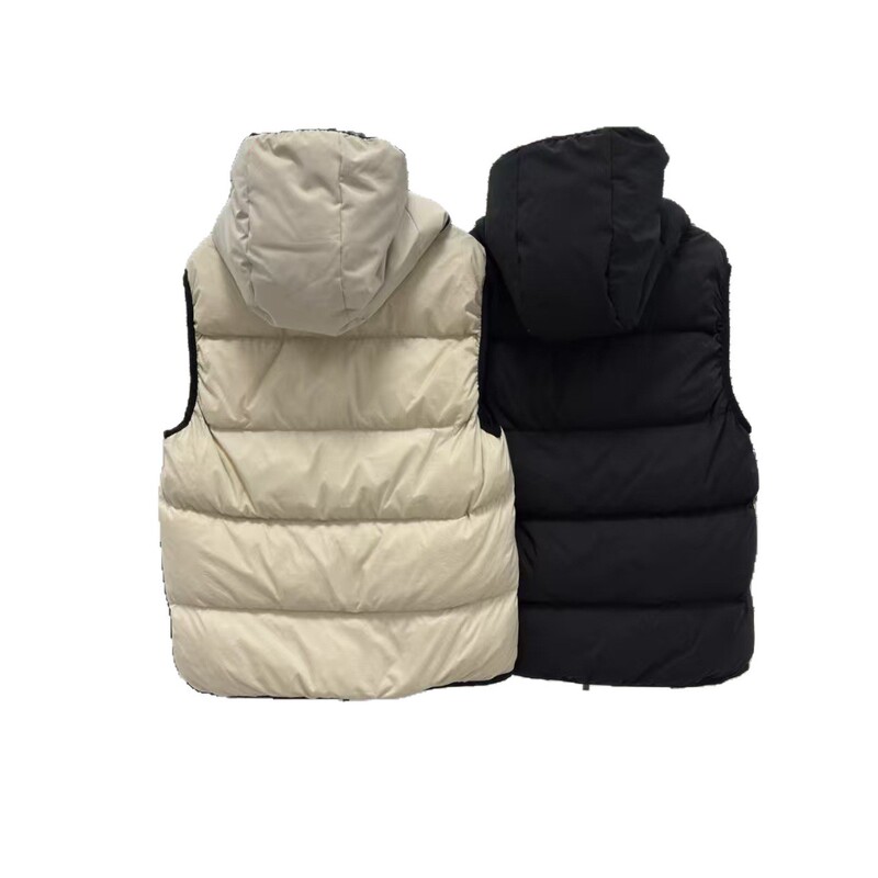 Cross-Border Drop Shipping m Brand 2025 Twill Quilted Hooded Unisex Couple down Vest