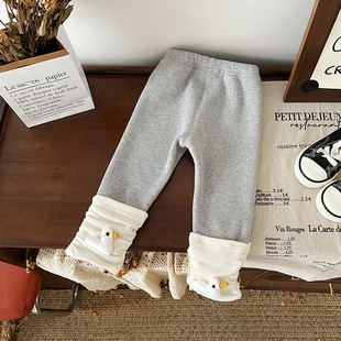 DK248690 children's fleece-lined leggings 2024 autumn and winter new girls' one-piece velvet leggings