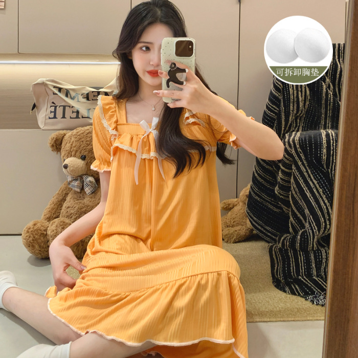 Fábrica directa de verano pijama chica tira de leche pijama con almohadilla de pecho dulce ropa de hogar largo comercio exterior