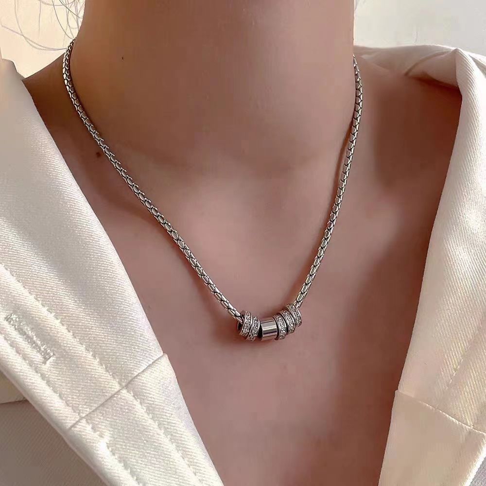 Minimalist Zircon Round Pendant Necklace Women, Light Luxury Personality Versatile Choker For Men, Stylish Collarbone_voghion.com