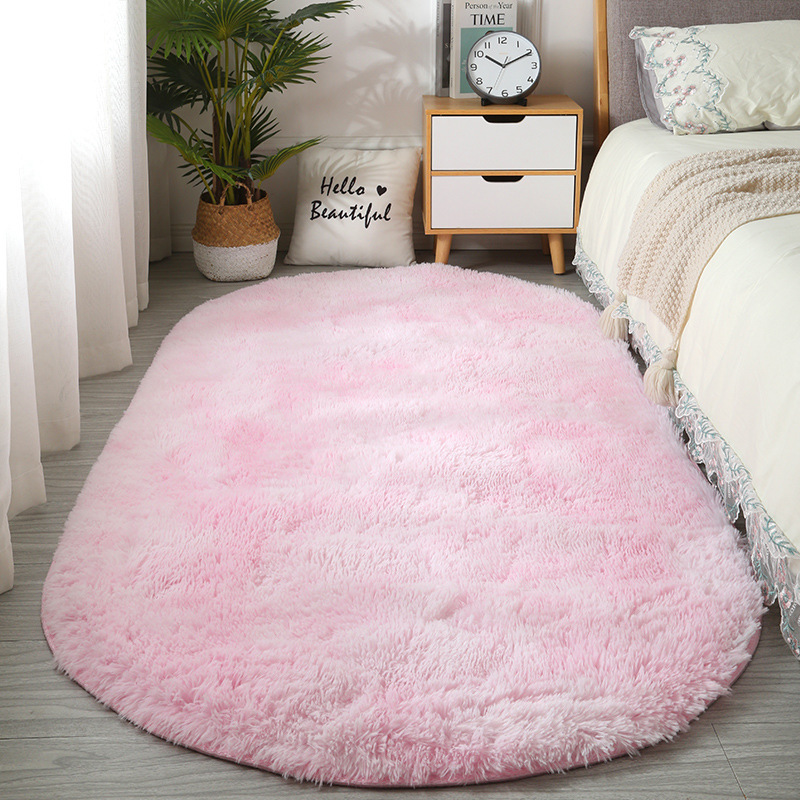 Cross-border oval silk wool carpet custom-made bedroom bedside carpet master bedroom bed front foot pad silk wool carpet carpet 3