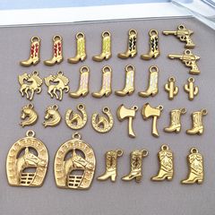 跨境不锈钢西部牛仔帽靴子系列吊坠挂件diy手链项链耳饰饰品配件