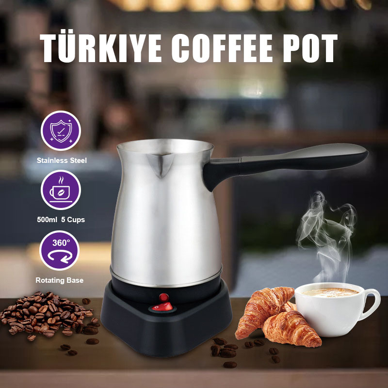 Cafetera de café turca con mango, cafetera de acero inoxidable, hervir vino amarillo, hervir té con leche caliente, hervir té, hervir tetera eléctrica
