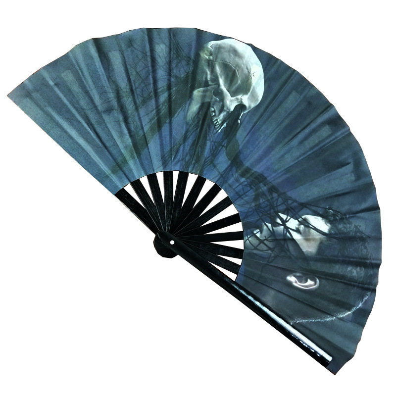 En stock anillo ventilador grande bambú hueso tela superficie Kung Fu ventilador 33cm gran tamaño danza ventilador rendimiento apoyos anillo ventilador