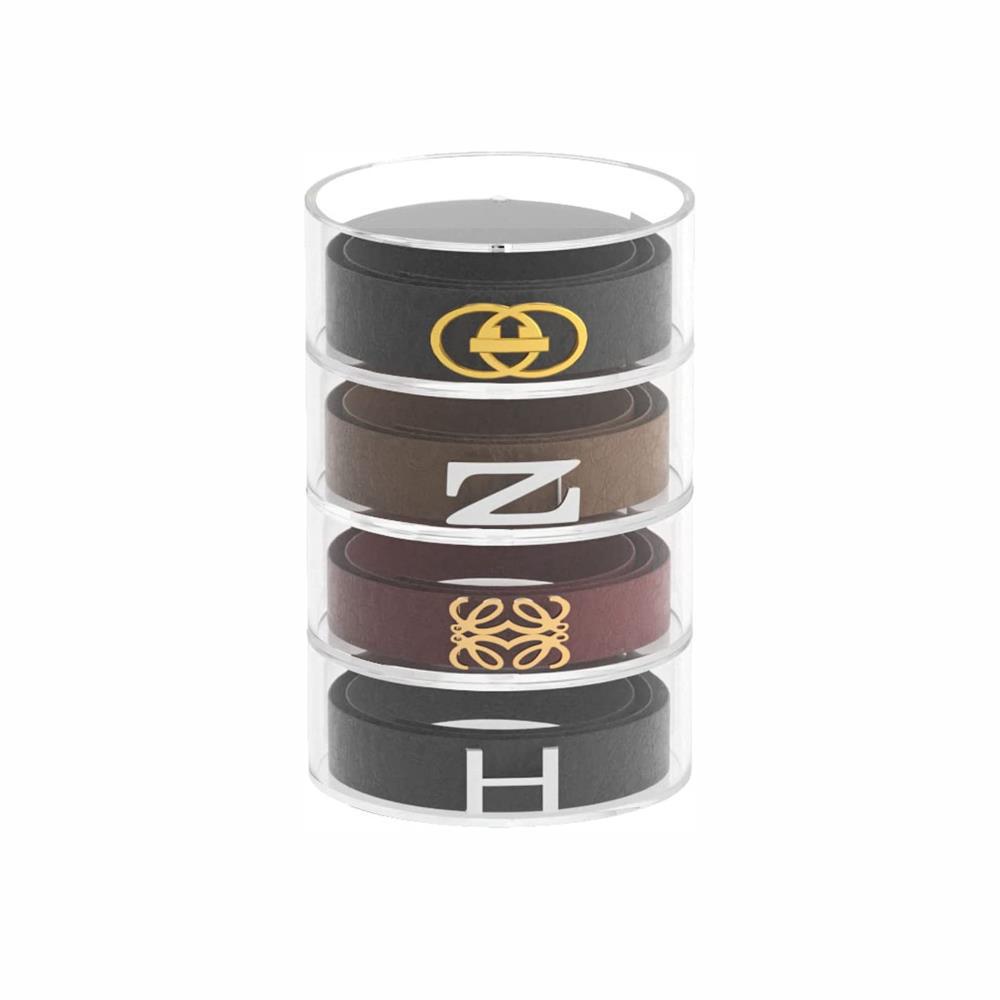 Cross-border transparent acrylic belt storage rack cylindrical stackable watch dust box tie strong magnetic finishing box