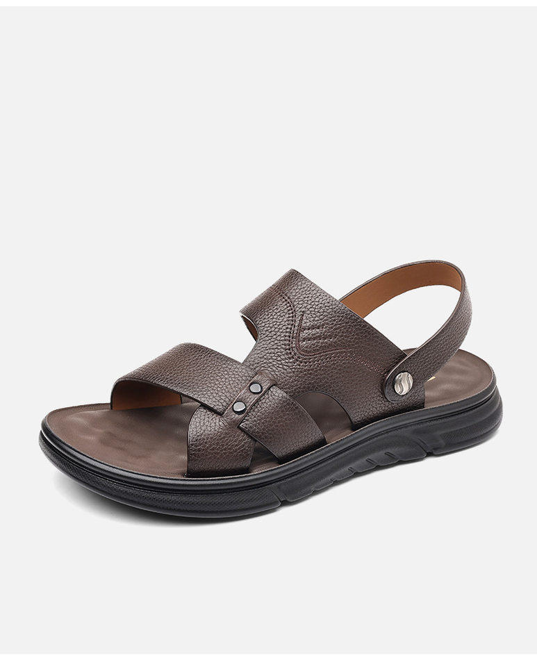 Dép sandal nam da bò lớp đầu thoáng khí, đế mềm êm chân, kiểu hở ngón — 51300 màu nâu, 51300 màu đen chi tiết 16