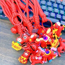 2026马年马上发财钥匙扣挂件卡通PVC软胶公仔生肖马新款包包挂饰